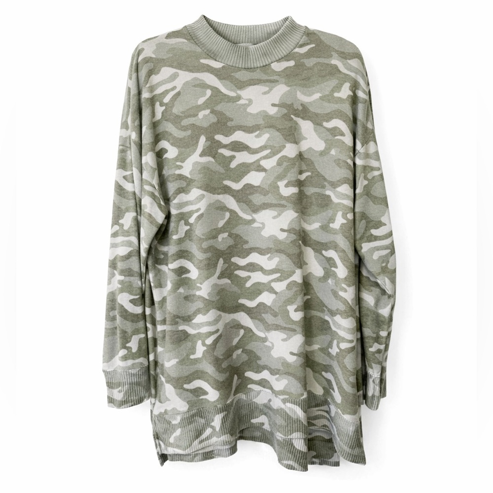 New Directions Top Camo long sleeve green gray size 1X